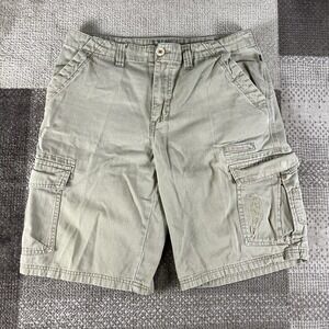 Y2K No Fear Embroidered Logo Cargo‎ Shorts Mens Size 36 Khaki Skater Surfer